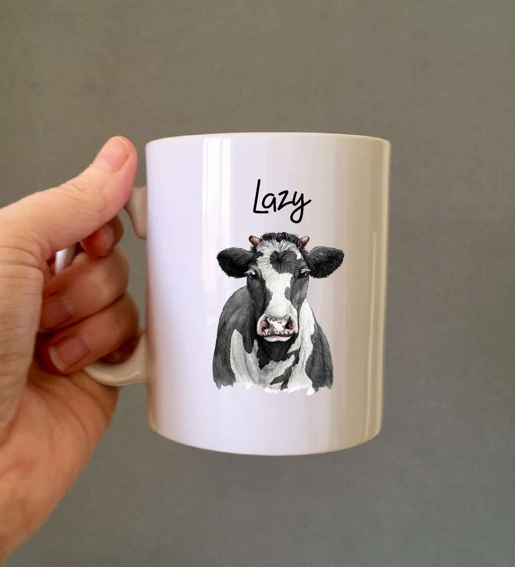 Lazy Cow Ceramic Printed Mug