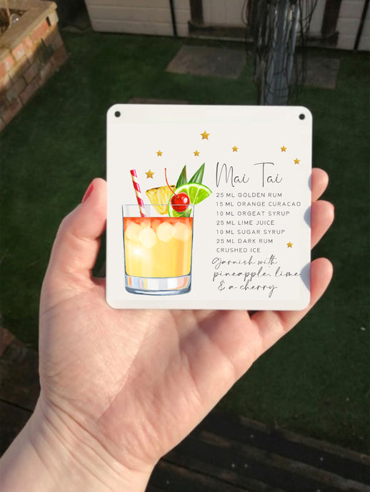 Mai-Tai- Cocktail Recipe -  Little Metal Hanging Plaque