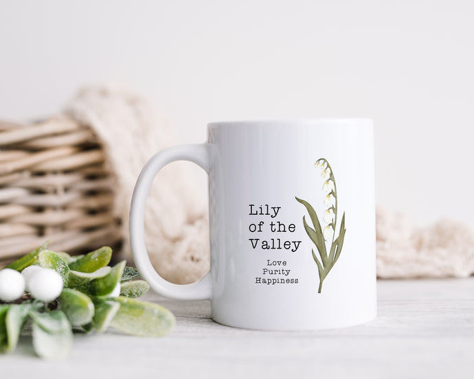 Birth Month Flower - May - Lily of the Valley - Personalised Printed Ceramic Mug