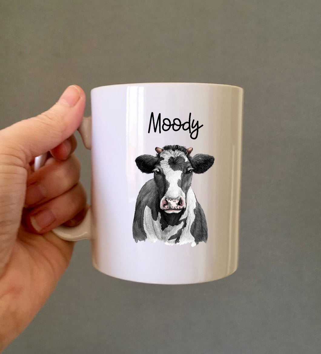 Moody Cow Ceramic Printed Mug
