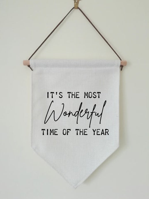 Christmas Hanging Banner Flag- It's The Most Wonderful Time Of Year