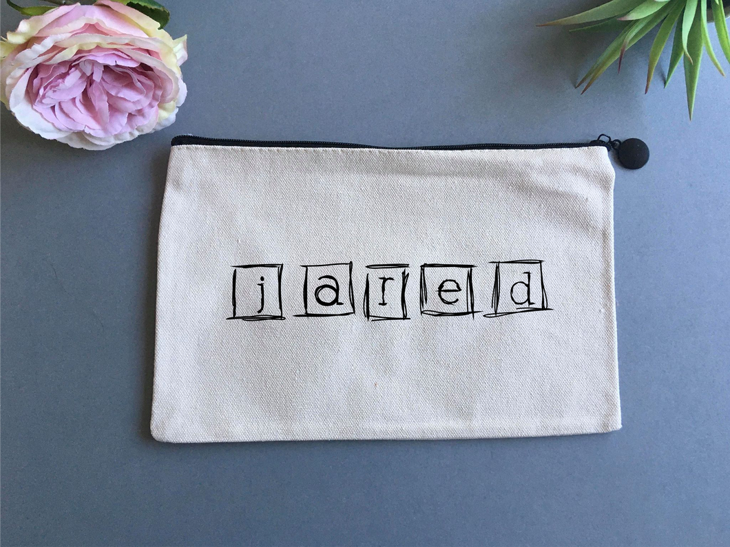 Personalised Linen pouch- Name sketched - Fred And Bo