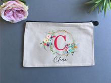 Personalised Linen pouch- Initial Wreath with Name - Fred And Bo