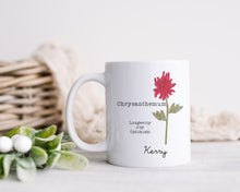 Birth Month Flower - November - Chrysanthemum - Personalised Printed Ceramic Mug