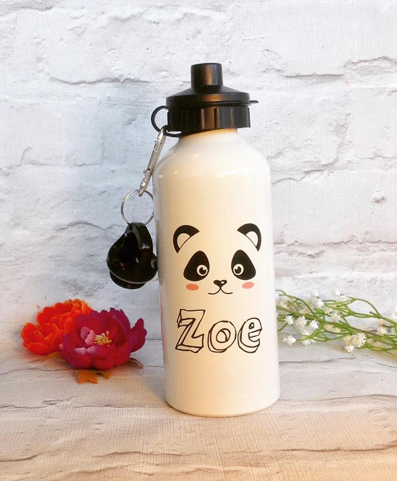 Panda face Personalised Aluminium water bottle - Fred And Bo