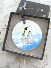 Penguin Family Personalised Ceramic Bauble Hanging Decoration - Fred And Bo