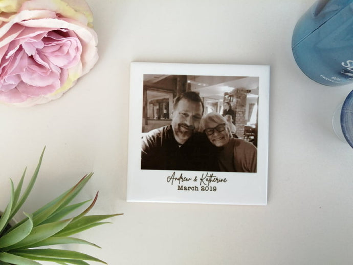 Photo gift, printed tile. Personalised gift for family for Christmas or anniversary. Small gift business based in Leeds UK. Custom bespoke handmade gifts.