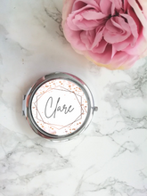 Personalised Compact Mirror- Pink Watercolour Frame
