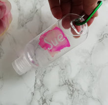 Personalised Hand Sanitiser Bottle 50ml - Watercolour Pink Font - Refill Bottle