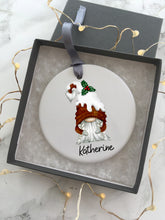 Christmas Pudding Gnome- Personalised Tomte -Ceramic Hanging Decoration