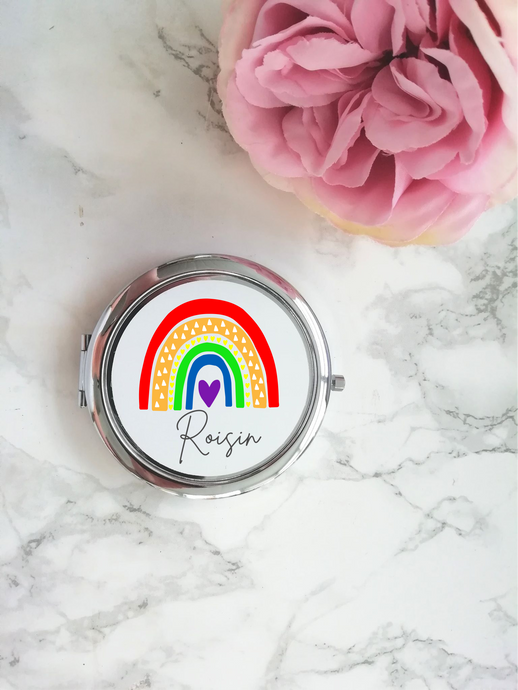 Personalised Compact Mirror- Rainbow