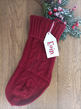 Personalised Knitted Christmas Stocking - Red, Green or Cream