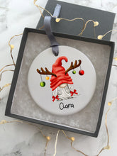 Christmas Reindeer Baubles Gnome- Personalised Tomte -Ceramic Hanging Decoration
