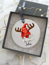 Christmas Reindeer Gnome- Personalised Tomte -Ceramic Hanging Decoration