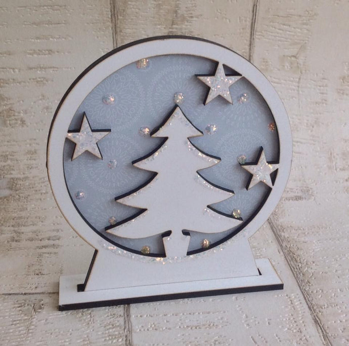 Snow globe- laser cut- Christmas tree - Fred And Bo