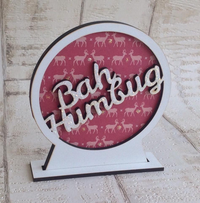 Snow globe- laser cut- Christmas Bah Humbug funny - Fred And Bo