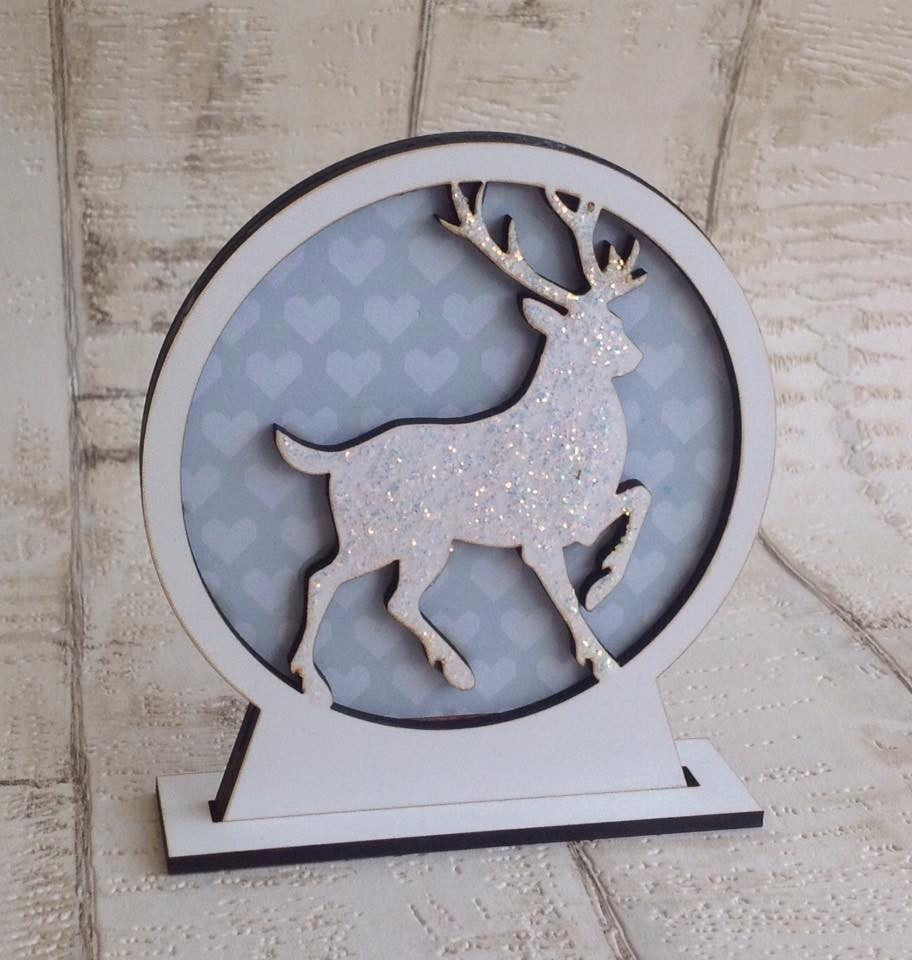Snow globe- laser cut- Christmas reindeer stag - Fred And Bo