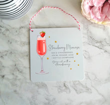 Strawberry Mimosa- Cocktail Recipe -  Little Metal Hanging Plaque