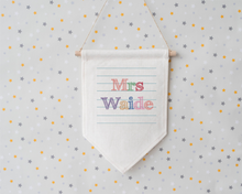 Pennant Hanging Banner Linen Flag- Teacher Name - Thank You Teacher Gift