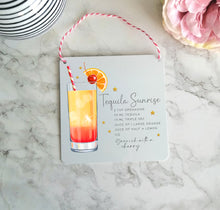 Tequilla Sunrise- Cocktail Recipe -  Little Metal Hanging Plaque