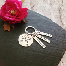 This daddy belongs to... childs name Father's Day metal hand stamped key ring key chain - Fred And Bo