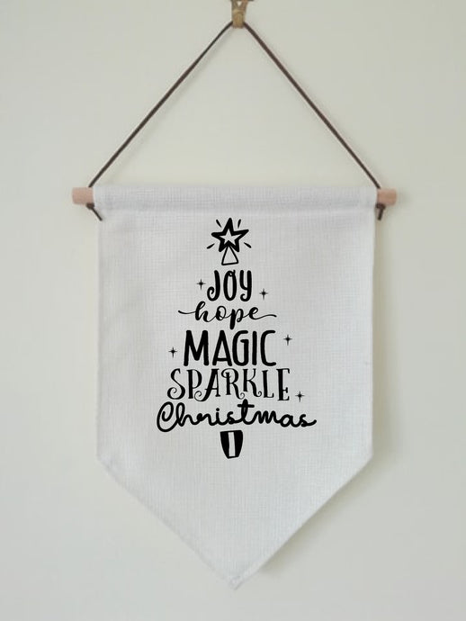 Christmas Hanging Banner Flag- Festive Word Tree