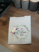 Tea Towel- Personalised Floral Wreath- Printed Tea Towel - Fred And Bo